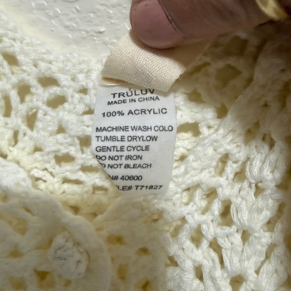 Cream Crochet‎ Lace Peplum Camisole Tank Top Boho Spaghetti Strap Size 10 - Picture 8 of 9